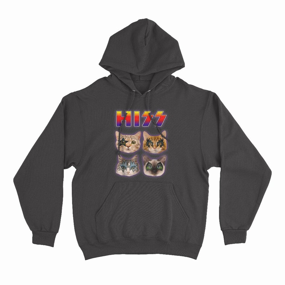 Hiss Funny Cats Kittens Rock Rockin Black Hoodie
